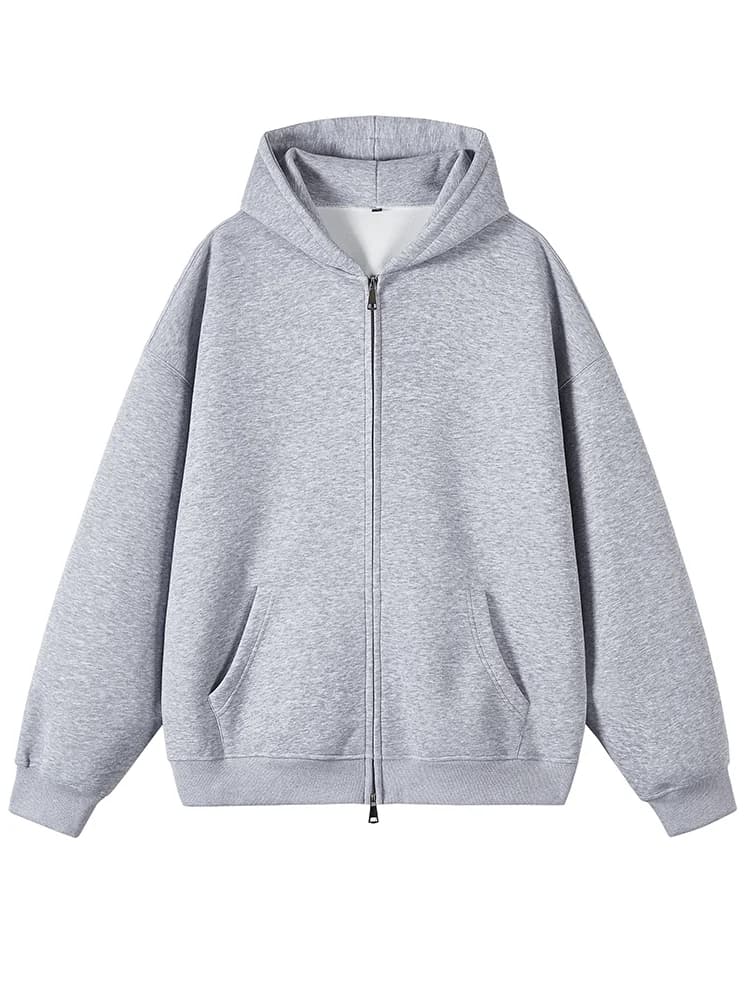 Heather Zip Hoodie — Mist Grey